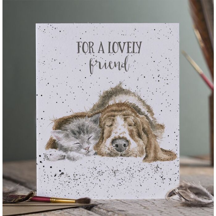 Wrendale Designs "Dog and Catnap" Basset Hound & Cat Card